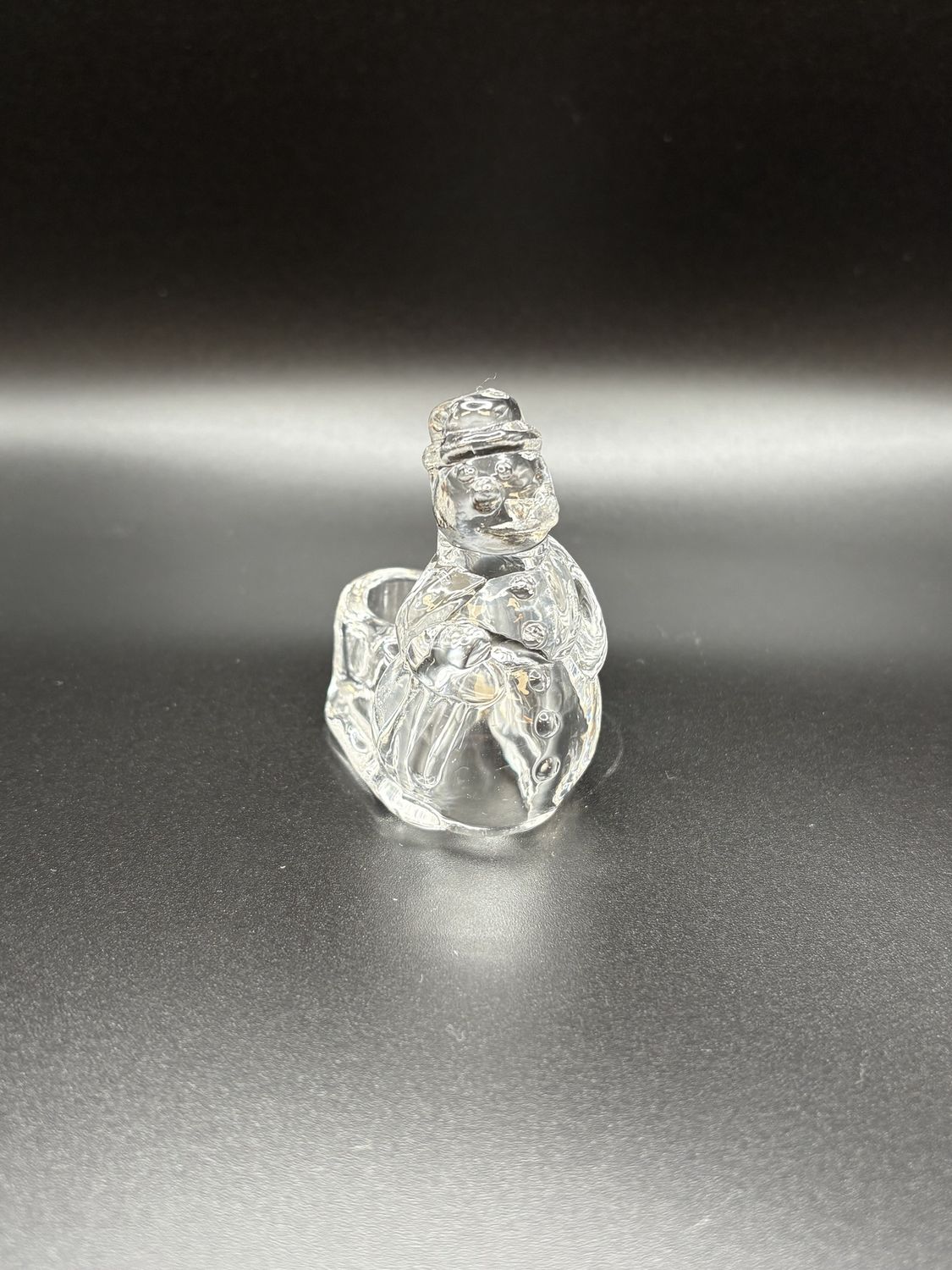 Crystal. Ireland. Waterford. Small Snowman Candle Holder. 2.5&quot;H