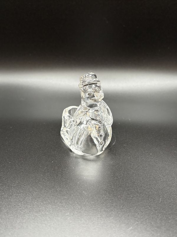 Candle Holder. Ireland. Waterford. Crystal Snowman. 2.5&quot;H