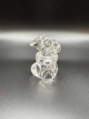 Figurine. Germany. Gorham. Crystal Bear in Stocking. 2.5"H