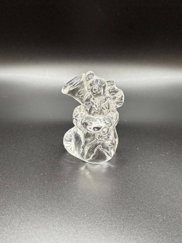 Figurine. Germany. Gorham. Crystal Bear in Stocking. 2.5&quot;H