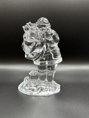 Candle Holder. Crystal Figurine of Santa with Toy Bag. 6.25"H