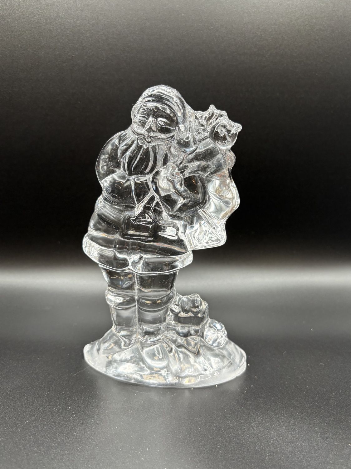 Crystal. Santa w/Toy Bag Candle Holder. 6.25&quot;H