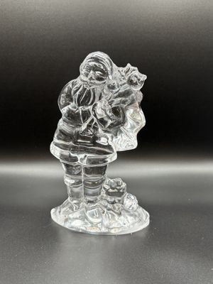 Candle Holder. Crystal Figurine of Santa with Toy Bag. 6.25"H
