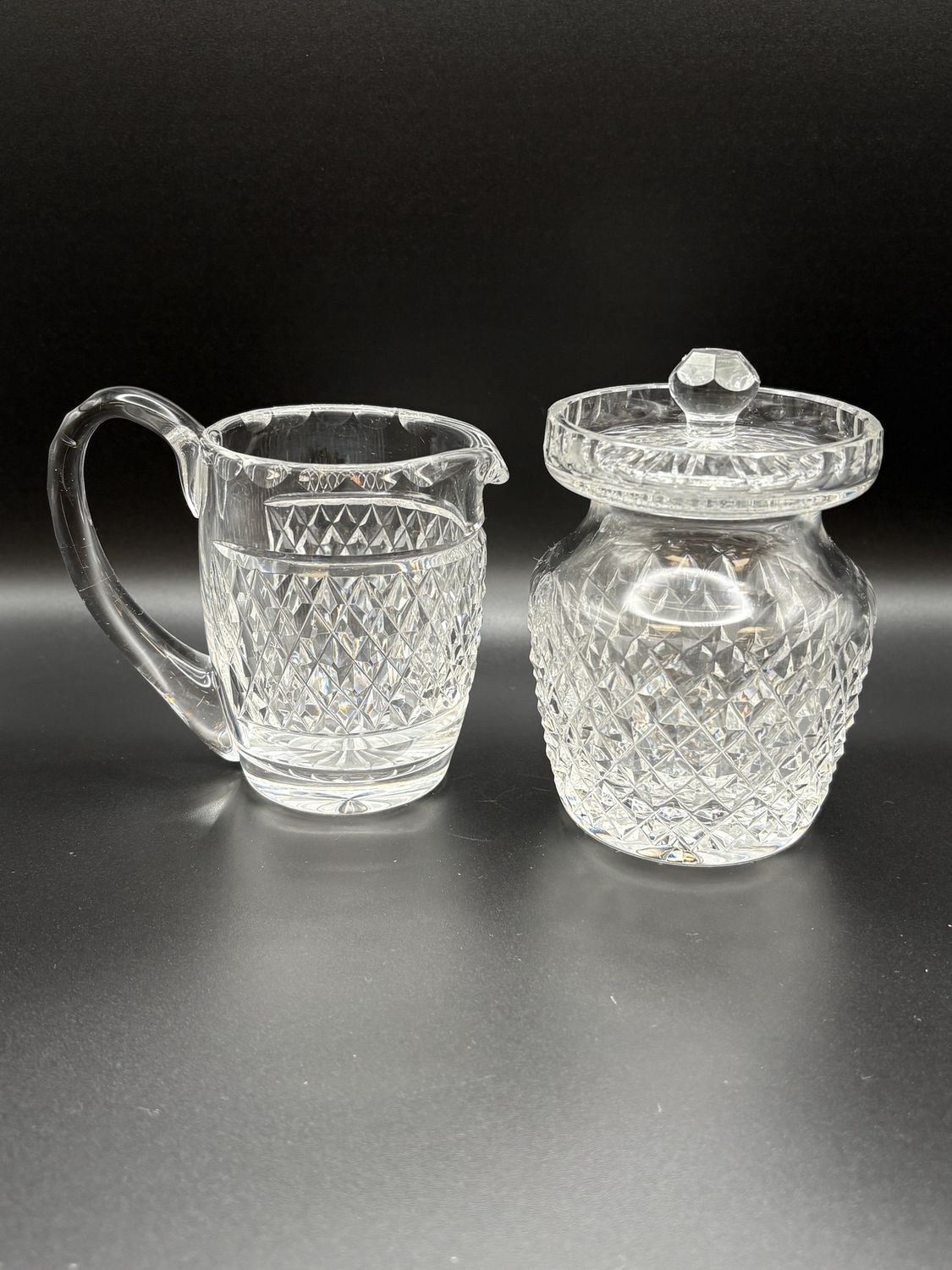 Crystal. Ireland. Waterford. Cream (4.25&quot;H) and Sugar (4.75&quot;H) Set.
