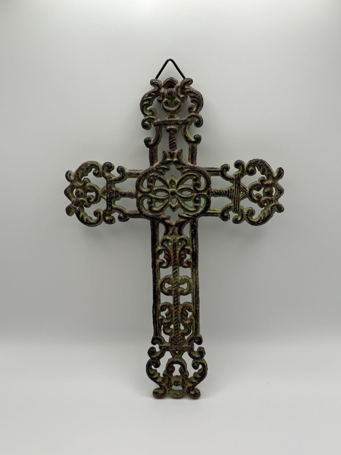 Metal. Decorative Cross. Verdigris Finish. 12&quot;H