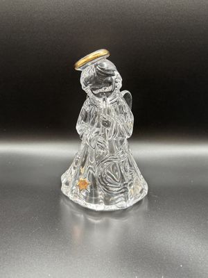 Figurine. Mikasa. Angel Playing a Flute. Crystal w/Gold Accents. 6"H