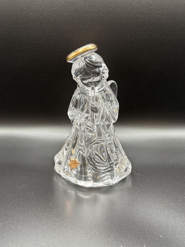 Figurine. Mikasa. Angel Playing a Flute. Crystal w/Gold Accents. 6&quot;H