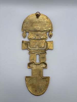 Decor. Peru. Brass Tumi (Ceremonial Blade) w/Ruby Accents. 10.5"H