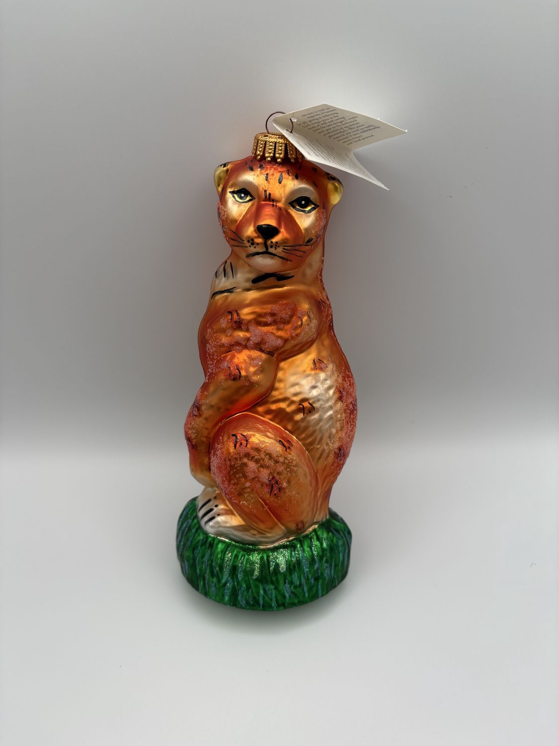 Glass. Poland. Christopher Radko. &quot;Sitting Pretty&quot; Cheeta. 8&quot;H