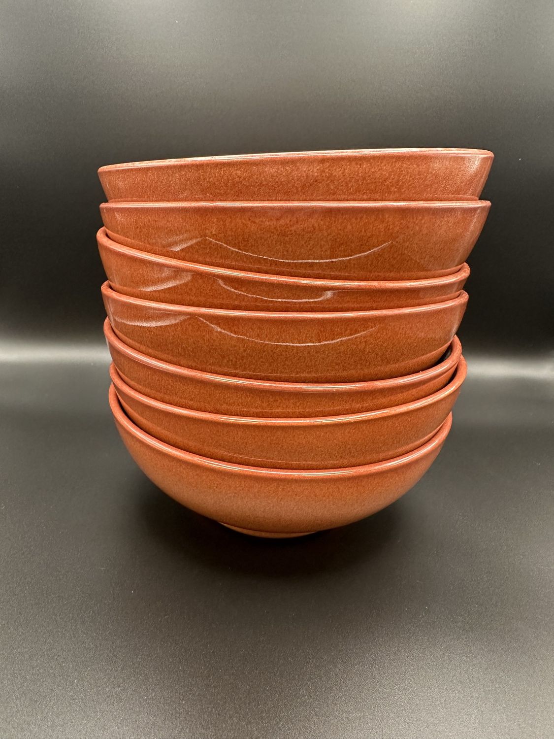 Ceramic. England. Denby. Cereal Bowls. Solid Fire Chili. (Set of 7). 6.5&quot;W