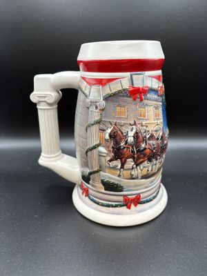 Stein. Brazil. Ceramarte. Budweiser "Holiday at the Capitol" 2001 Holiday Stein. 7"H