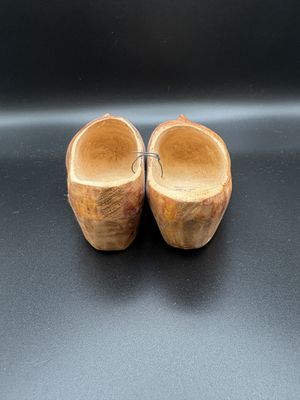 Wood. Belgium. Wooden Clogs Painted w/Flowers &amp; "Bruxelles" (Brussels, Belgium). 5.5"L
