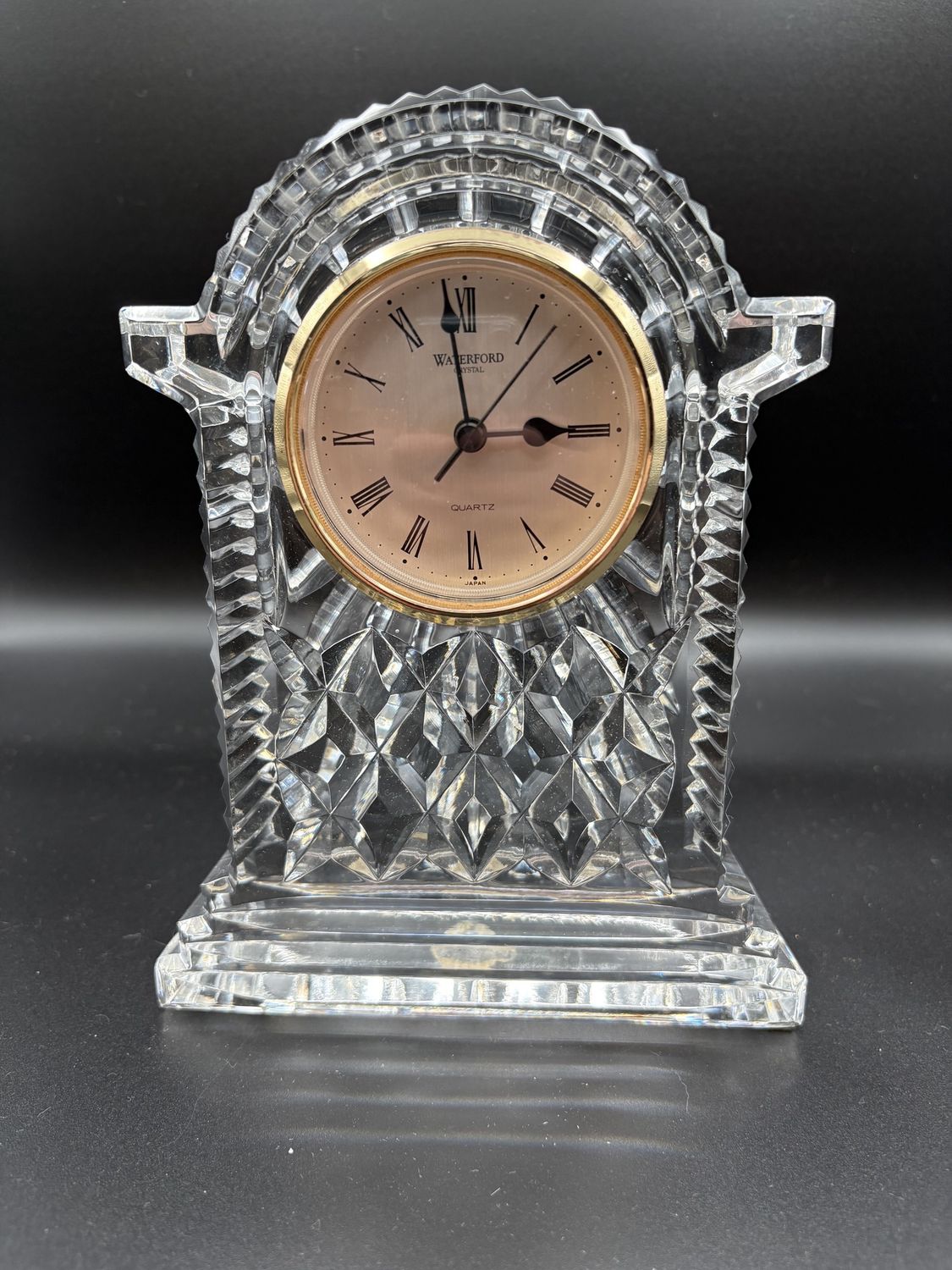 Clock. Ireland. Waterford Crystal. Gold Faced Carriage Clock. 7.25&quot;H