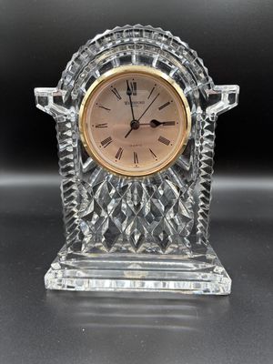 Clock. Ireland. Waterford Crystal. Gold Faced Carriage Clock w/Box. 7.25"H