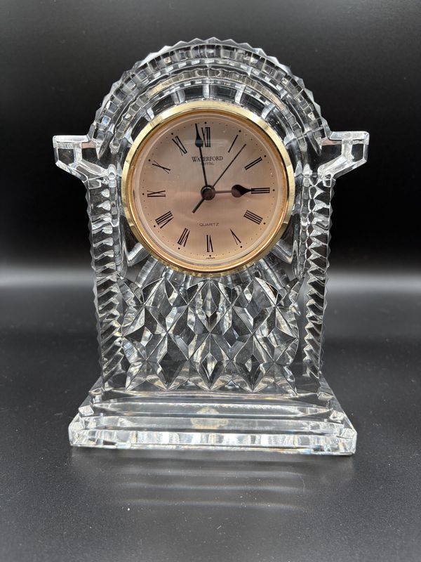 Clock. Ireland. Waterford Crystal. Gold Faced Carriage Clock. 7.25&quot;H