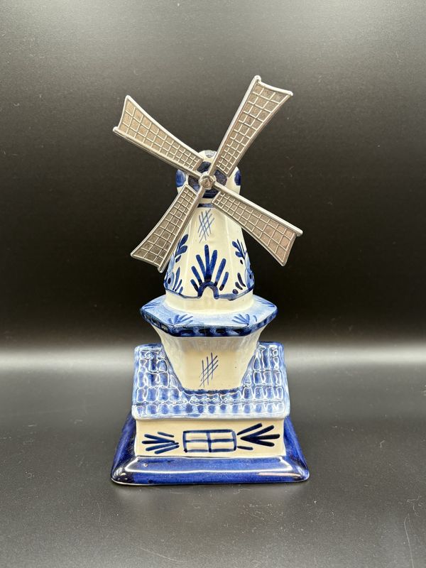 Ceramic. Netherlands. Delft. White &amp; Blue Windmill. 8.5&quot;H