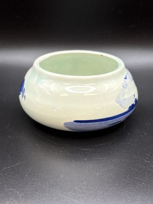 Ceramic. Netherlands. Delft. White &amp; Blue Mini Bowl w/Windmill &amp; Ship Design. 3.5"W