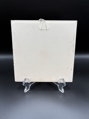 Ceramic. Netherlands. Delft. White &amp; Blue Decorative Tile w/Two Windmills on River Design. 6"H