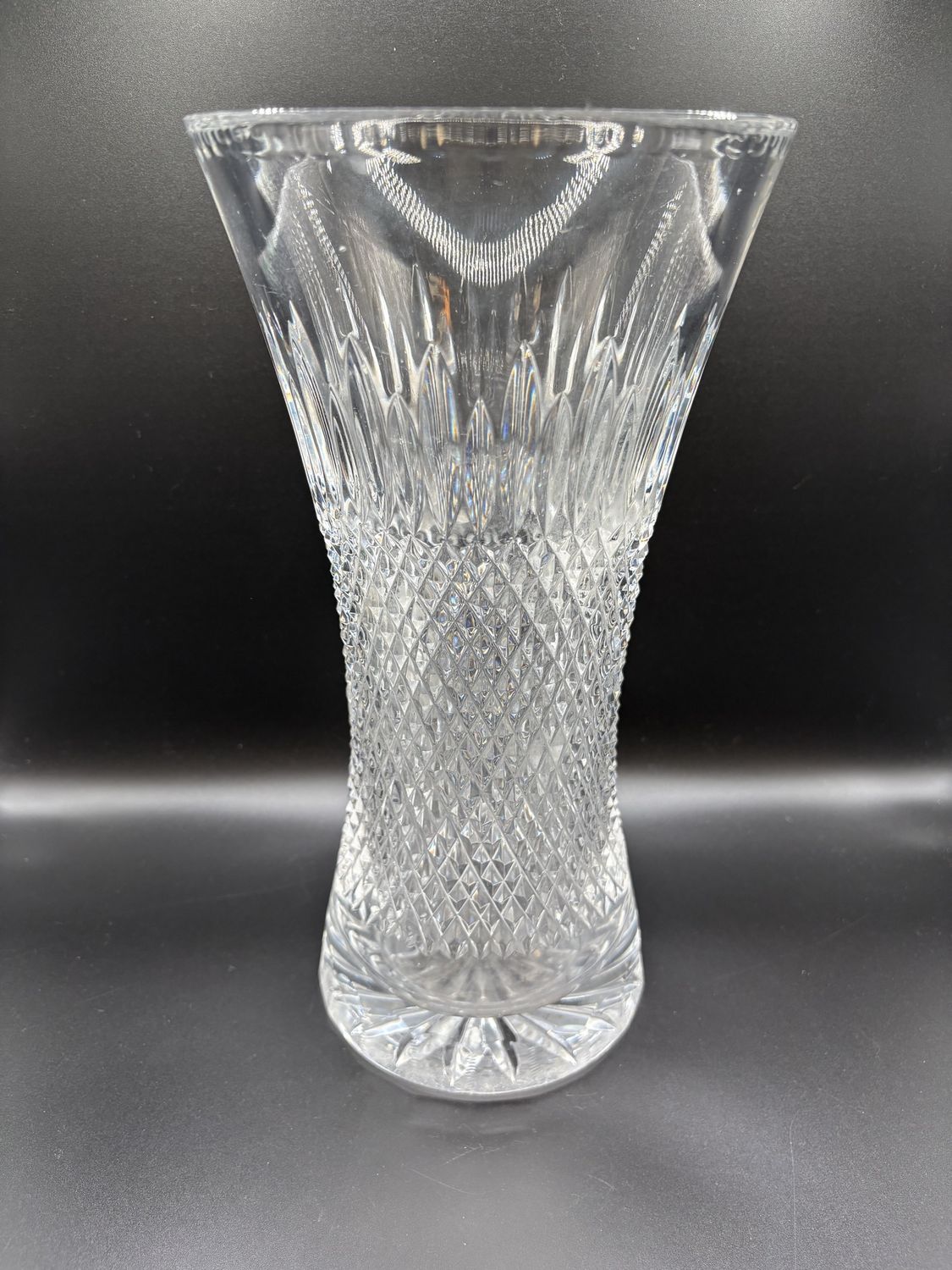 Crystal. Vase. Diamond Cut. 11.75&quot;H