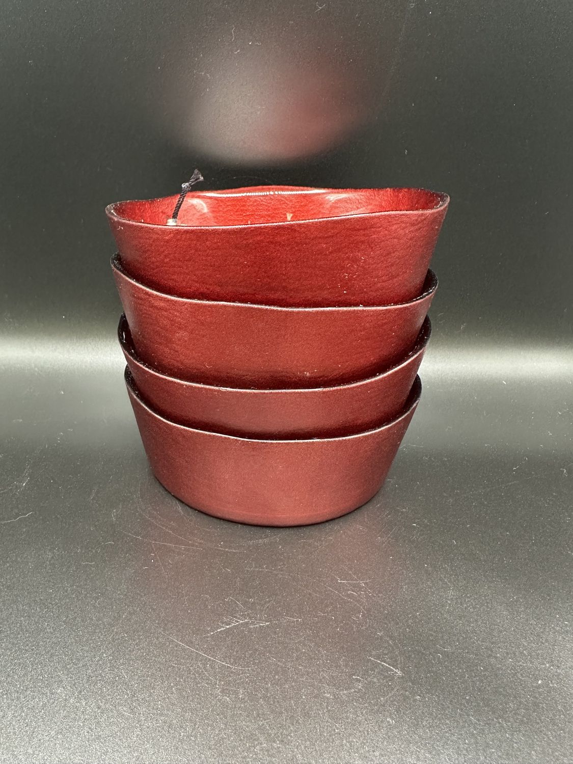 Glass. Made in Turkey. Akcom. [NEW] Small Red Bowl w/Handmade Appearance. 5&quot;W (Set of 4)