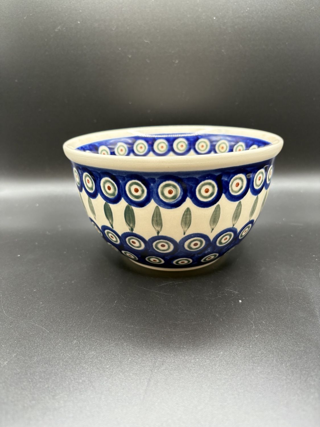 Polish Pottery. Poland. Mixing Bowl. Peacock Design. 6.5&#39;&#39;W