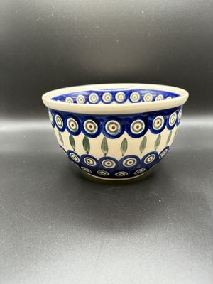 Polish Pottery. Poland. Mixing Bowl. Peacock Design. 6.5''W