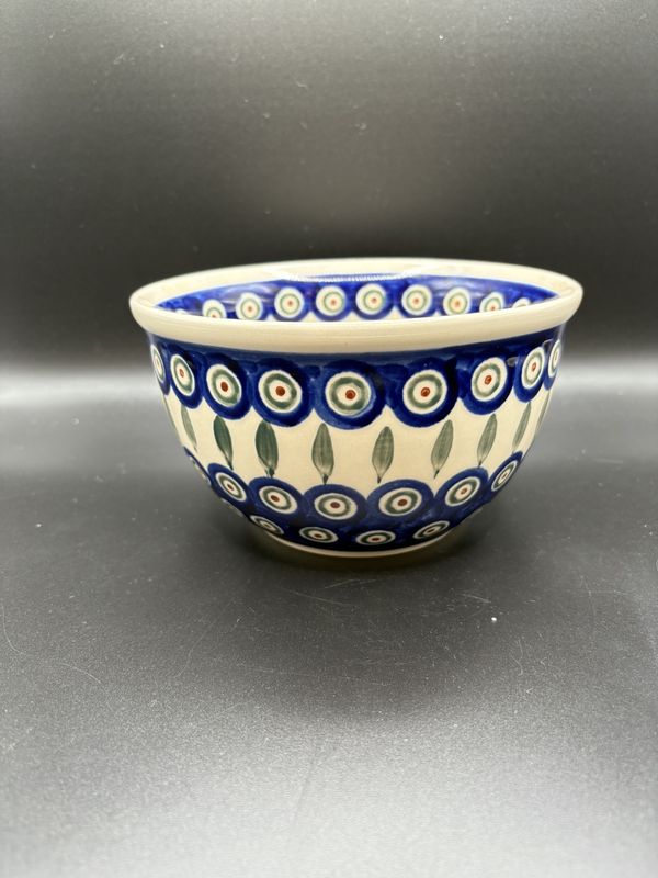 Polish Pottery. Poland. Mixing Bowl. Peacock Design. 6.5&#39;&#39;W