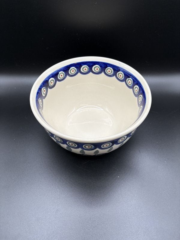 Polish Pottery. Poland. Mixing Bowl. Peacock Design. 6.5''W