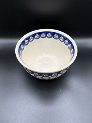 Polish Pottery. Poland. Mixing Bowl. Peacock Design. 6.5''W