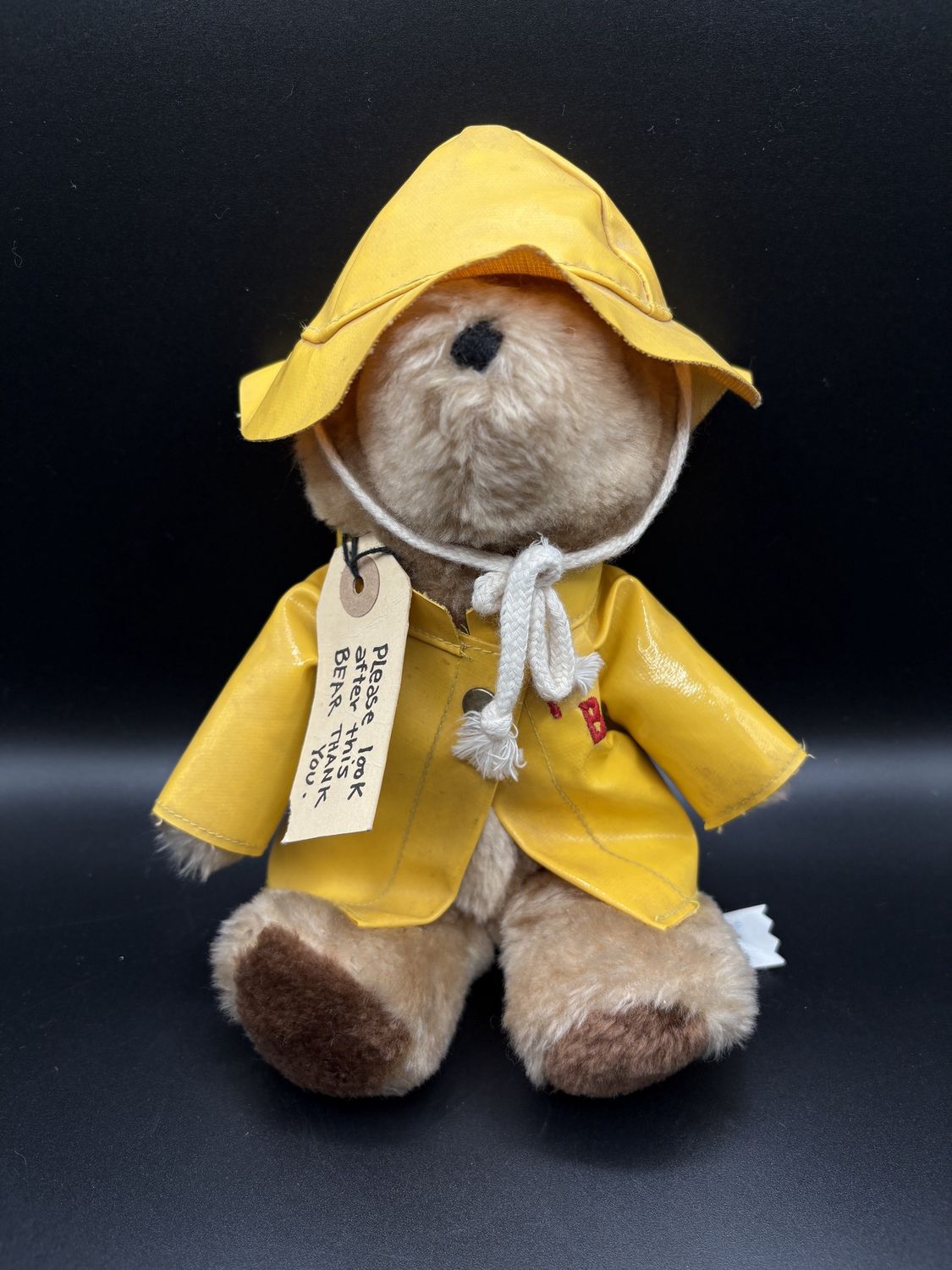 Plush. Paddington Bear w/ Yellow Suit and Hat. 9.25&quot;H