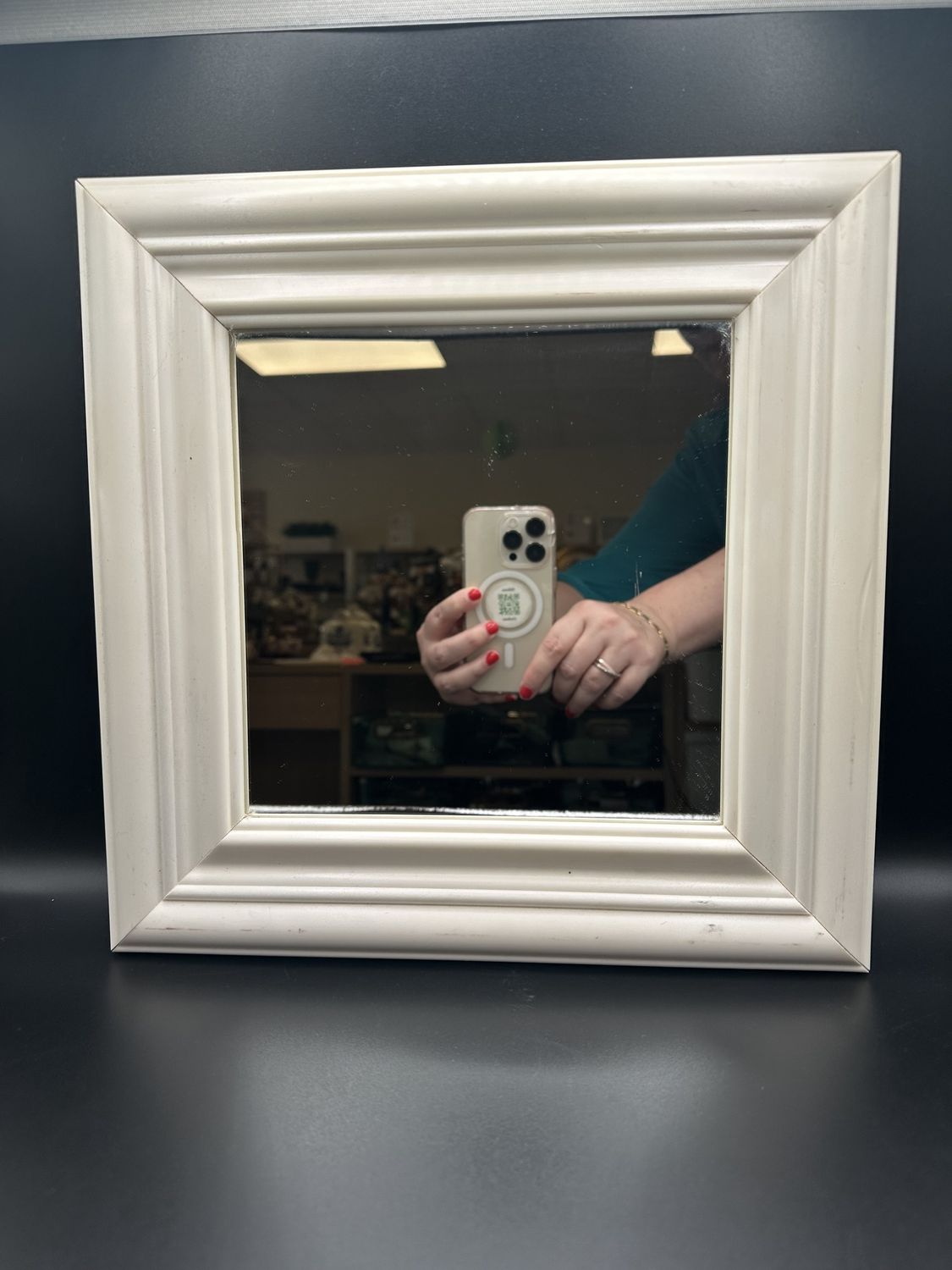 Decor. Canada. Mirror. Square. Lightweight Cream Frame. 12&quot;W x 12&quot;H
