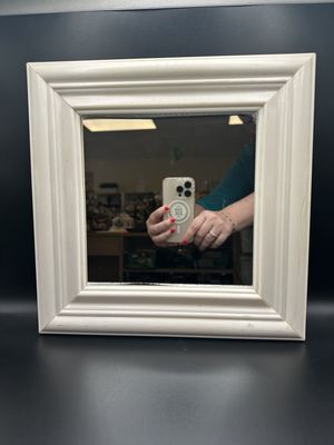 Decor. Canada. Mirror. Square. Lightweight Cream Frame. 12"W x 12"H