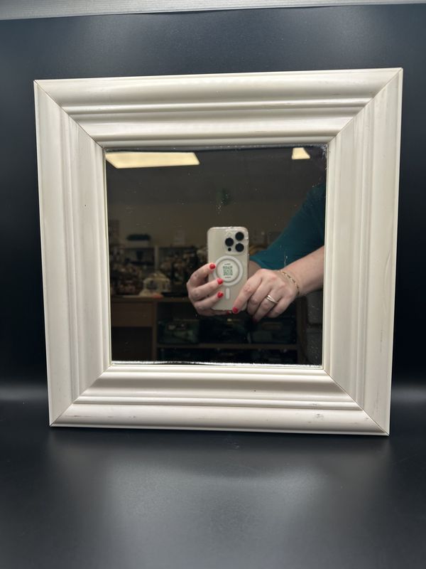 Decor. Canada. Mirror. Square. Lightweight Cream Frame. 12&quot;W x 12&quot;H