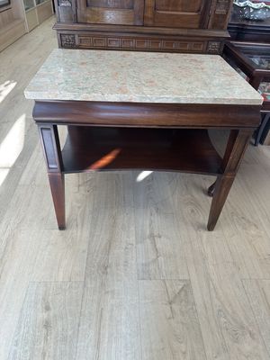 Furniture. Side Table. Wood w/Marble Top from Italy. 26"W x 17"D x 23"H