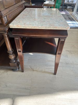 Furniture. Side Table. Wood w/Marble Top from Italy. 26"W x 17"D x 23"H