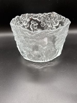 Glass. Swedish Art Glass Bowl w/Dancing Couple Design. "Stockholm" Engraved in the Bottom.