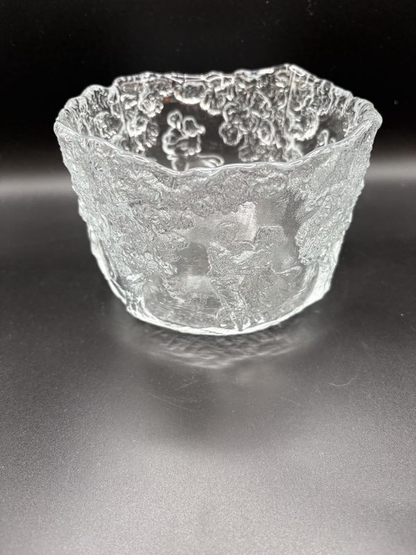 Glass. Swedish Art Glass Bowl w/Dancing Couple Design. &quot;Stockholm&quot; Engraved in the Bottom.