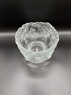 Glass. Swedish Art Glass Bowl w/Dancing Couple Design. "Stockholm" Engraved in the Bottom.