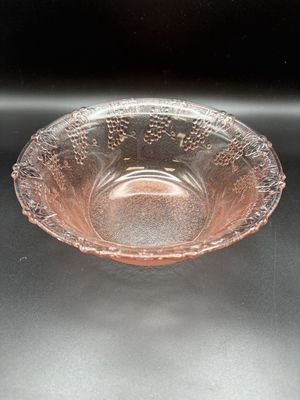 Glass. Depression. Pink w/ Grape Design. 7"W