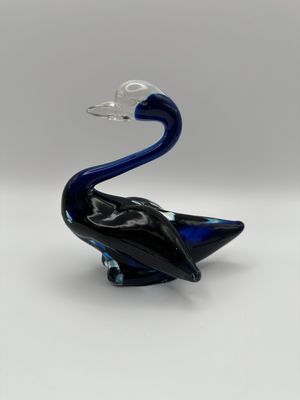 Figurine. Japan. Kreiss. Handblown Glass Swan. Dark Blue. Vintage. 5"H