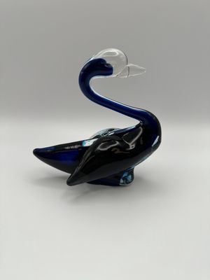 Figurine. Japan. Kreiss. Handblown Glass Swan. Dark Blue. Vintage. 5"H