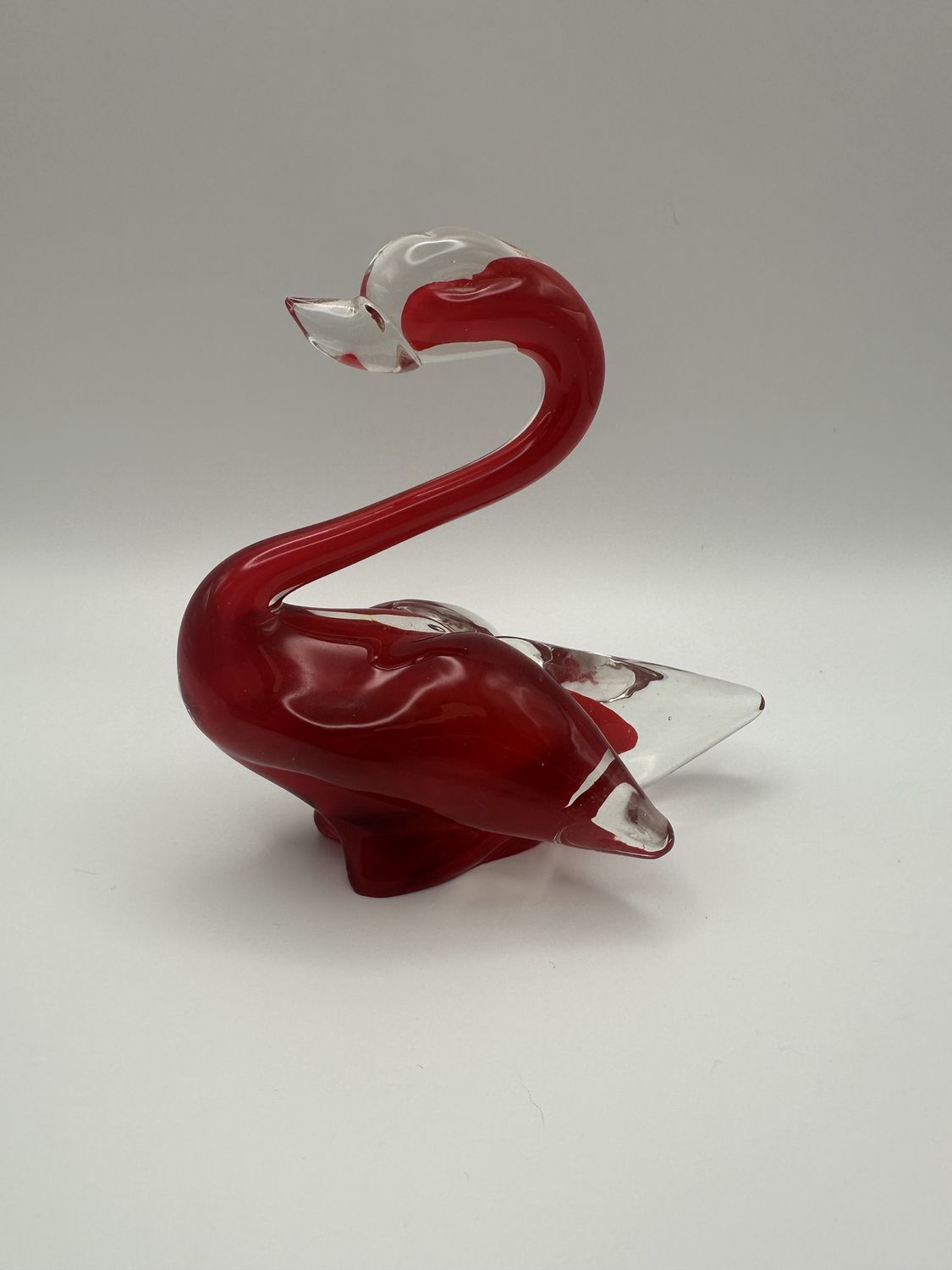 Figurine. Japan. Kreiss. Handblown Glass Swan. Red. Vintage. 5&quot;H