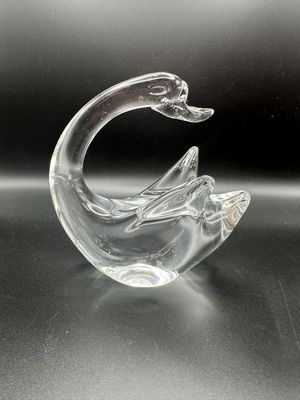 Figurine. Handblown Glass Swan w/Long Neck. Clear. 5.5"H