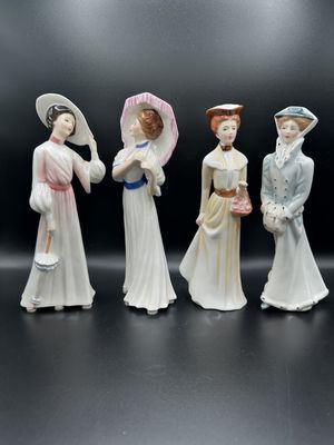 Figurine. England. Royal Doulton Four Seasons Collection. Set of 4 Ladies in Dresses &amp; Hats. 8-8.5''H