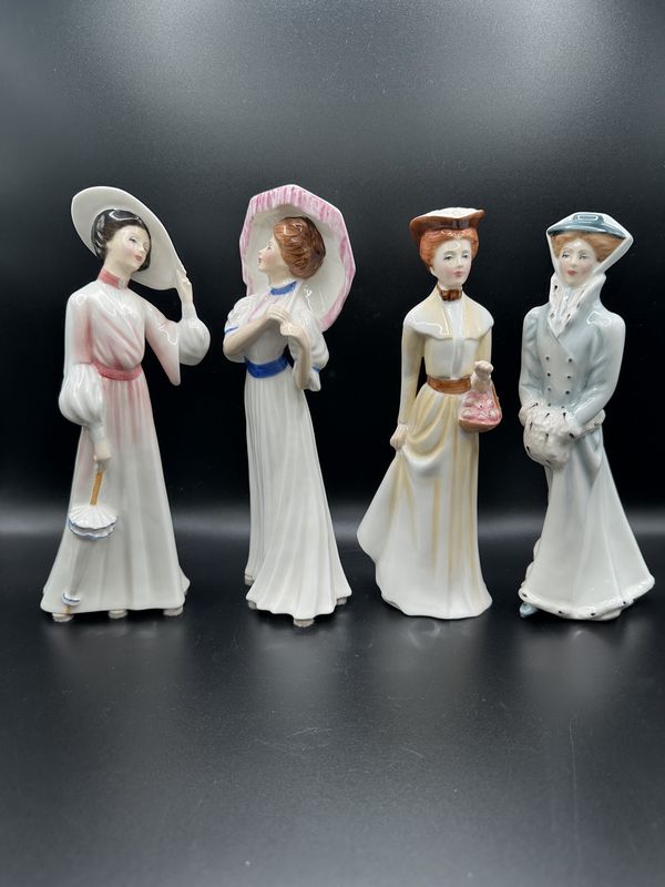 Figurine. England. Royal Doulton Four Seasons Collection. Set of 4 Ladies in Dresses &amp; Hats. 8-8.5&#39;&#39;H