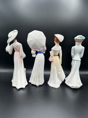 Figurine. England. Royal Doulton Four Seasons Collection. Set of 4 Ladies in Dresses &amp; Hats. 8-8.5''H