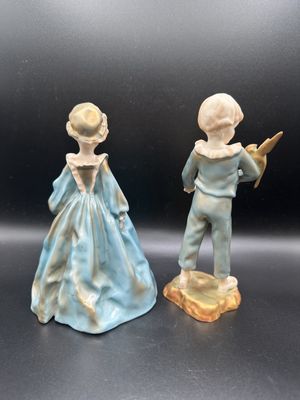 Figurine. England. Royal Worchester. Grandmother's Dress and The Parakeet (Set of 2). 6.5''H