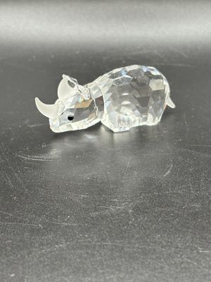 Figurine. Austria. Swarovski. Crystal #7622. Rhino. Box Included. 2.25"L