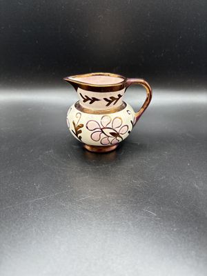 Porcelain. England. Lancasters Ltd. Pink and Copper Set of 2 Miniature Pitchers. 2.75"H