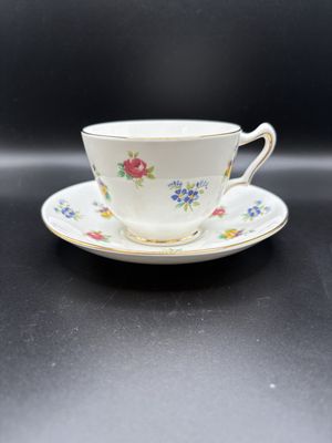 Porcelain. England. Royal Victoria. Teacup &amp; Saucer. Fine Bone China. Floral Design. Teacup is 3"H